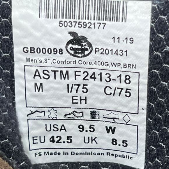 Georgia Boot Men’s Comfort Core Tan Logger Boot Size US 9.5 W - Picture 9 of 11